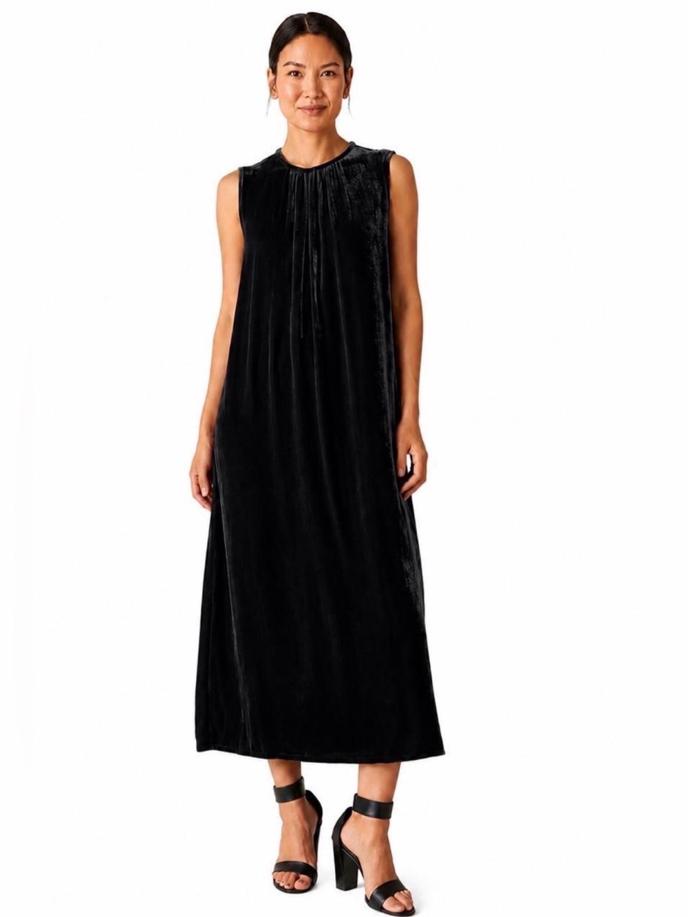 🆕 Eileen Fisher | Iconic Silk Velvet Sleeveless Midi Dress